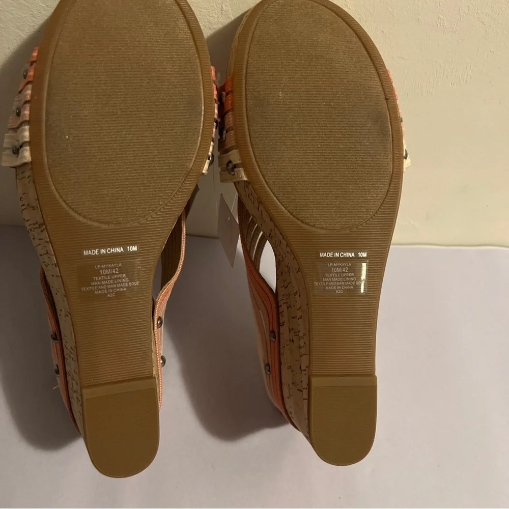 Lucky Brand Mykayla Cork Wedges Womens Size 10 Crisscross Platform Colorful NEW